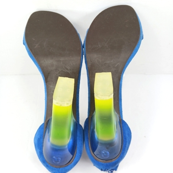 JEFFREY CAMPBELL Soiree Suede Straps Ombre Lucite Block Heel WornButNotW… - Picture 8 of 15